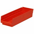 Global Industrial Plastic Nesting Storage Shelf Bin 6-5/8inW x 17-7/8inD x 4inH Red 184840RD